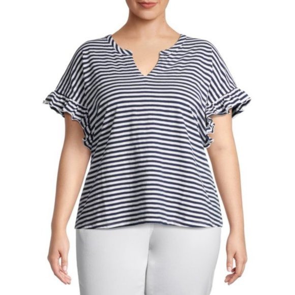 Terra & Sky Tops - Terra & Sky Women's Plus Size Notch Neck T-Shirt